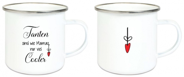 ♥ Tasse Emailletasse Tanten sind wie Mamas..., Dankeschön, Geburtstag, Muttertag, Vatertag, Abschied, Jubiläum, Geschenk, Becher von Lüttentüddel